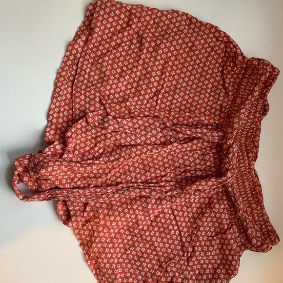 orange and white paper bag shorts - Picture 1 of 3